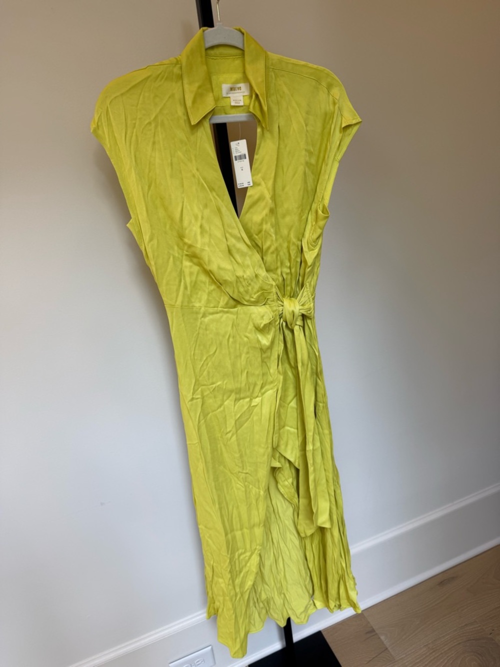 NEW Anthropologie Maeve Wrap Open-Back Midi Wrap Dress - Yellow